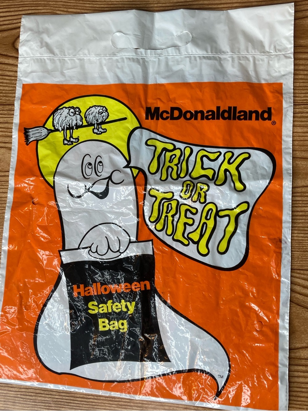 VINTAGE 1978 McDonalds McDonaldland Halloween Ghost Trick Or Treat Safety Bag